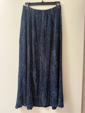 Choices Navy Blue Midi Skirt with White Dot Print